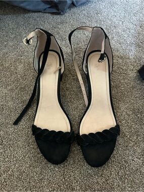 H&M Black Braided Toe Ankle-Strap Heels